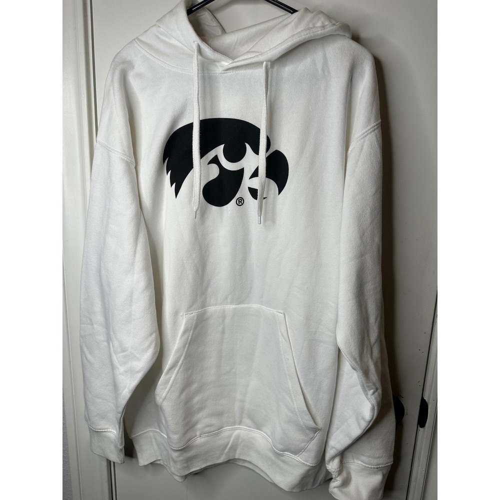 Gen 2 Iowa Hawkeyes NCAA Hoodie White Tigerhawk Logo Sweatshirt Large NWT
